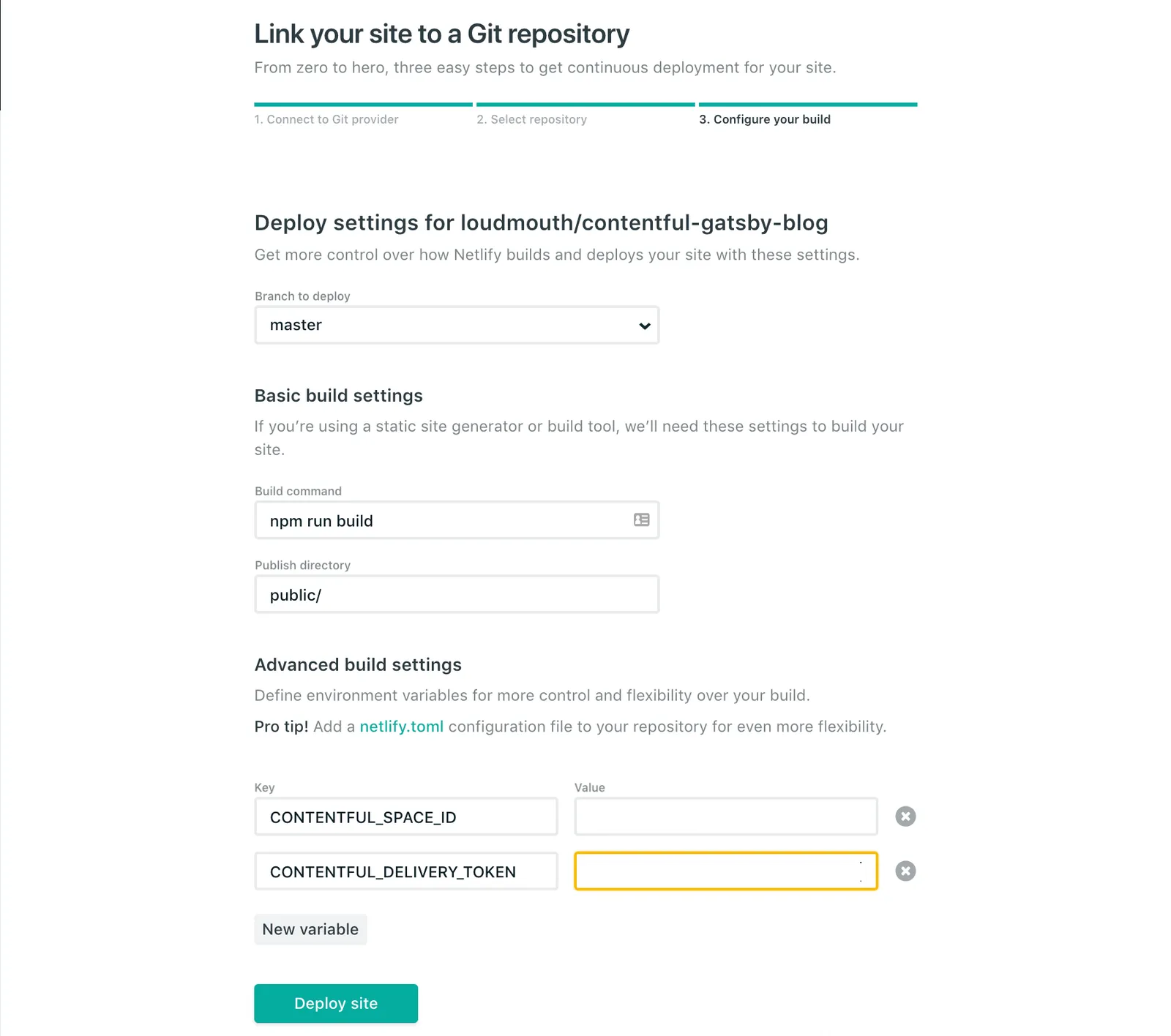 Netlify link to Git
