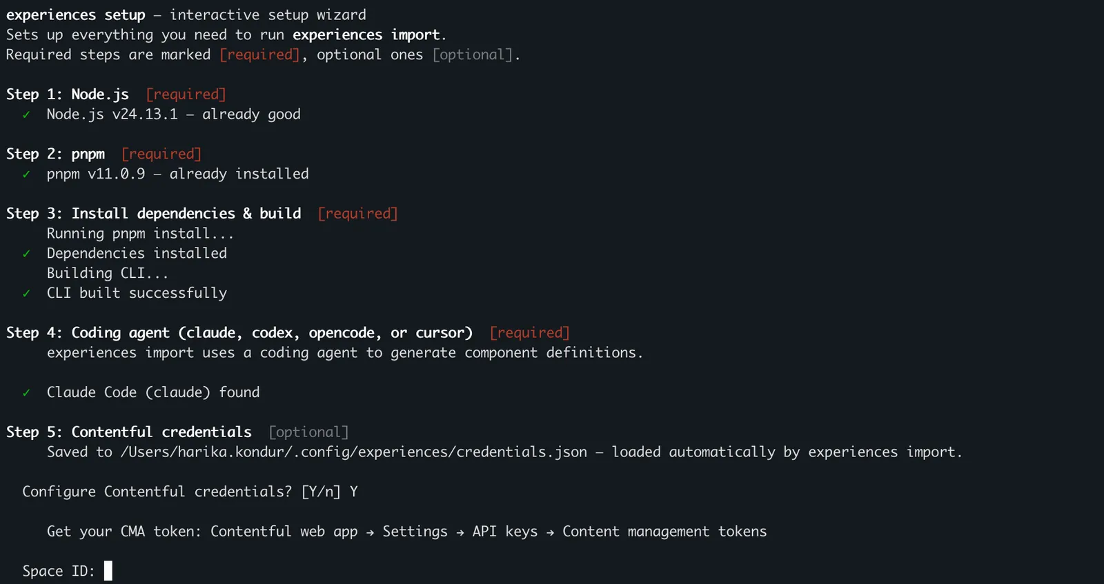 experiences setup wizard