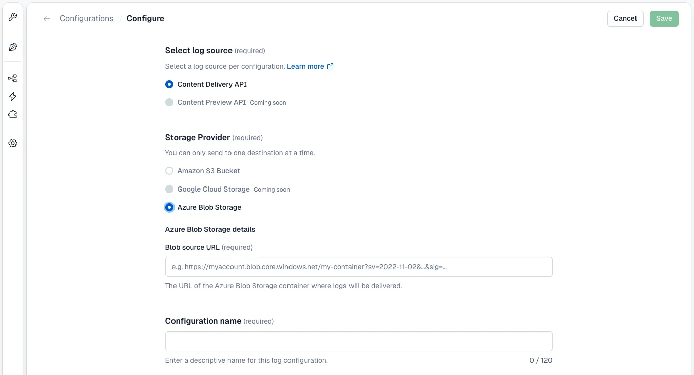 Enterprise Observability Azure Blob credentials